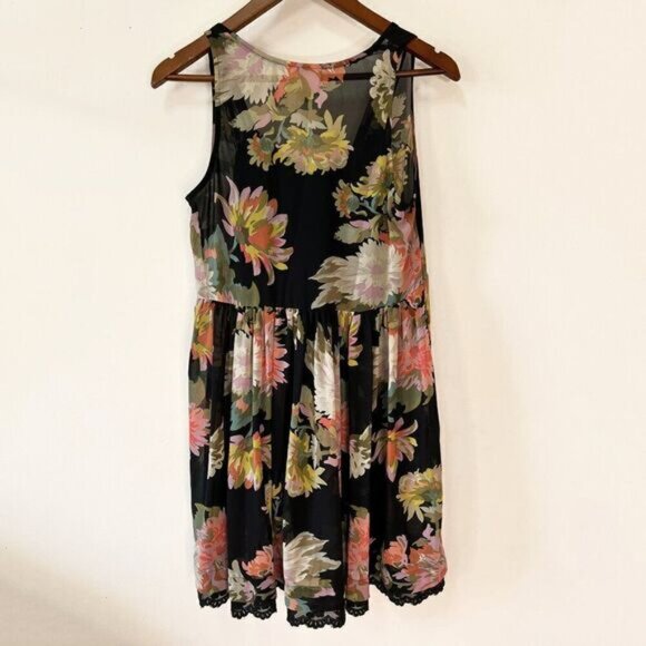 Anthropologie Maeve Violetta Black Floral Babydoll Swing Dress - Picture 4 of 10